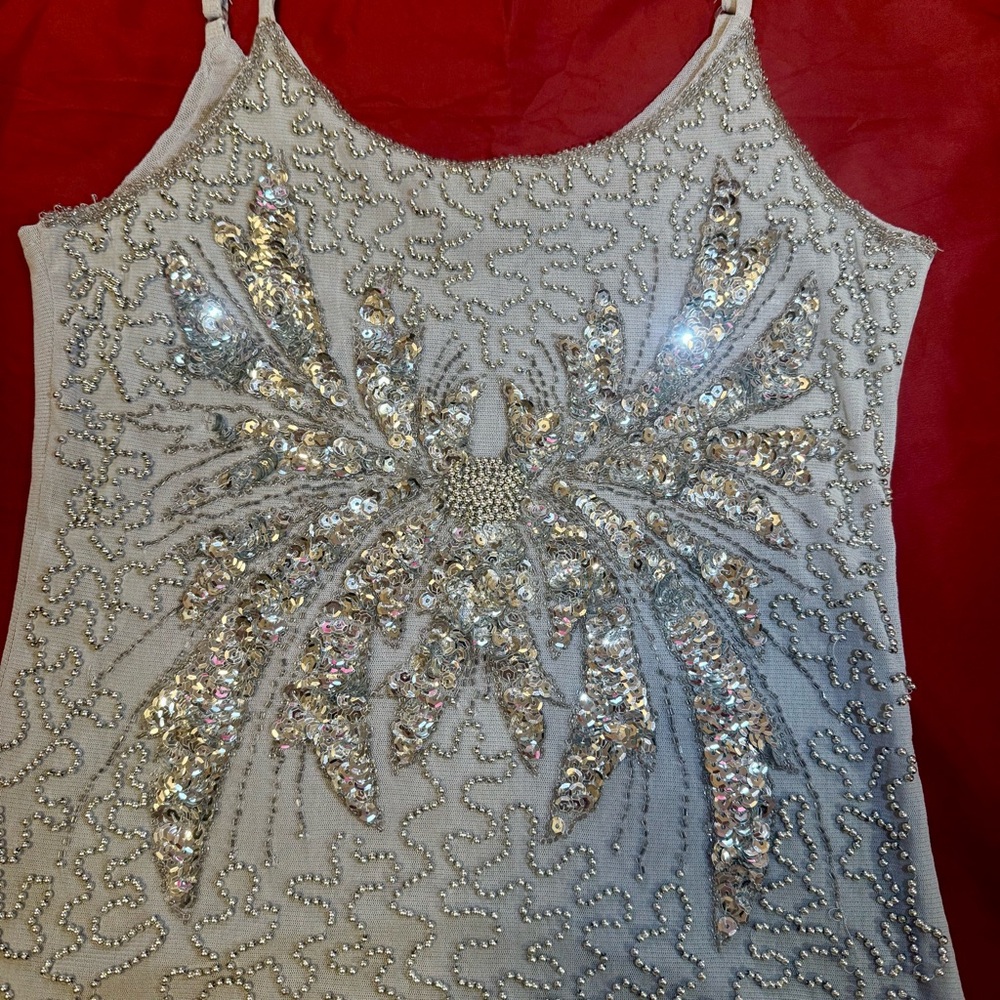 Gray Embellished Sleeveless Camisole - Picture 2 of 6